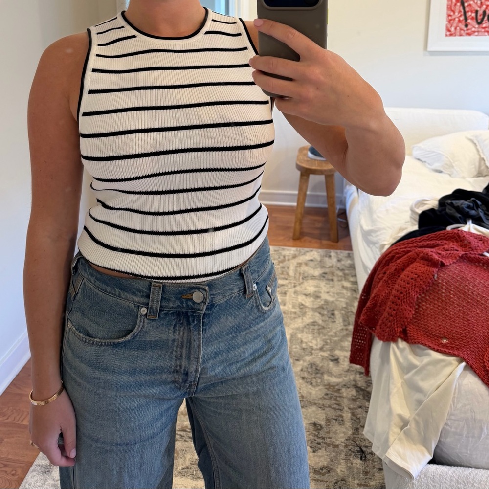 DISSH Black and White Striped Tank Top - Picture 3 of 3